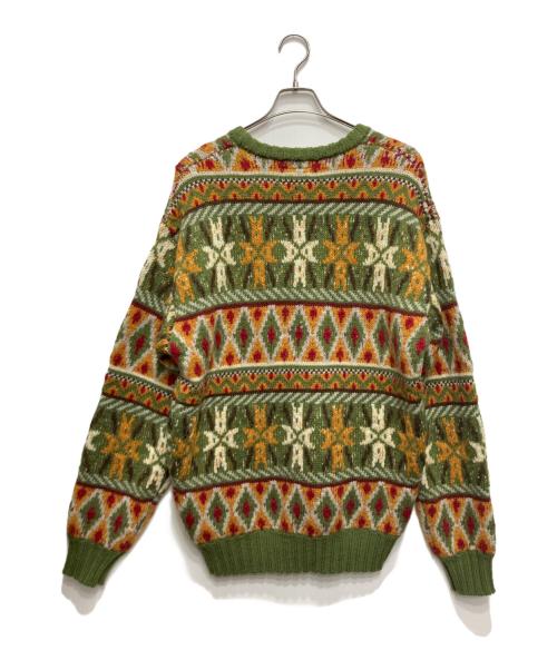 BEAMS（ビームス）BEAMS (ビームス) Crew Fair Isle Pattern 3G グリーン サイズ:Lの古着・服飾アイテム