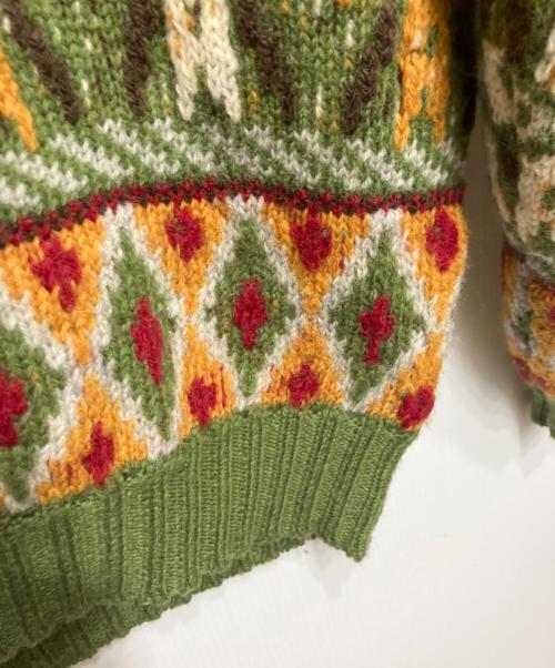 BEAMS（ビームス）BEAMS (ビームス) Crew Fair Isle Pattern 3G グリーン サイズ:Lの古着・服飾アイテム