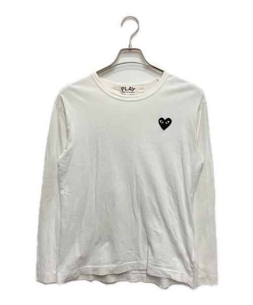 PLAY COMME des GARCONS（プレイコムデギャルソン）PLAY COMME des GARCONS (プレイコムデギャルソン) ハートワッペン長袖カットソー ホワイト サイズ:Mの古着・服飾アイテム