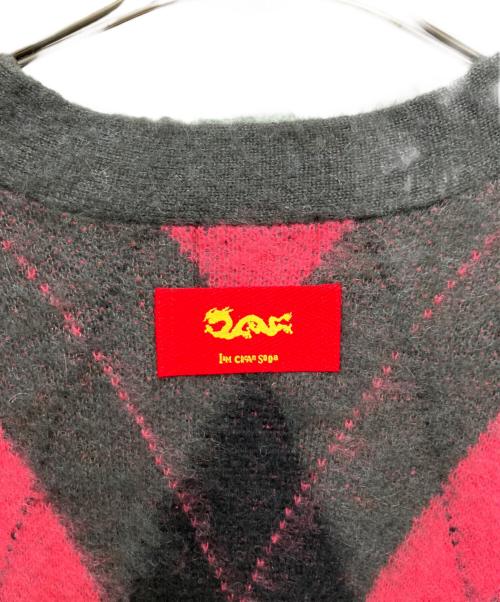 CREAM SODA（クリームソーダ）CREAM SODA (クリームソーダ) モヘア混シャギーニットカーディガン グレー×ピンク サイズ:Mの古着・服飾アイテム