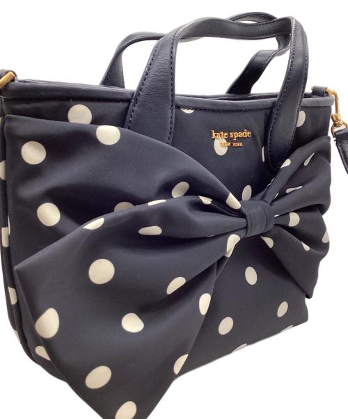 Kate Spade（ケイトスペード）Kate Spade (ケイトスペード) オン パーパス ポルカ ドット ボウ ネイビーの古着・服飾アイテム