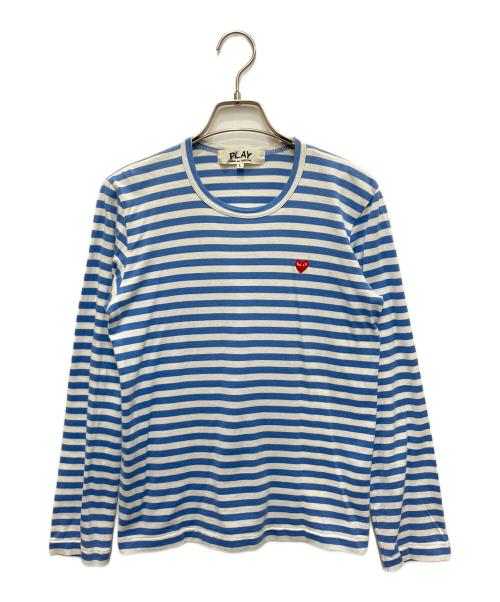 PLAY COMME des GARCONS（プレイコムデギャルソン）PLAY COMME des GARCONS (プレイコムデギャルソン) ボーダーカットソー ブルー サイズ:Lの古着・服飾アイテム