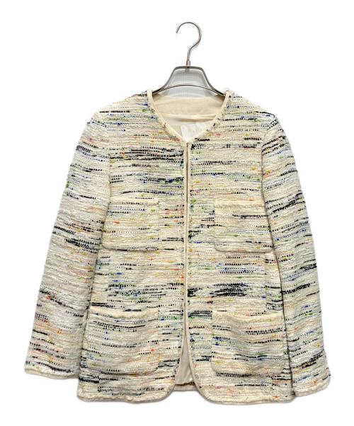 BALLSEY（ボールジィ）BALLSEY (ボールジィ) ノーカラーツイードジャケット アイボリー サイズ:36の古着・服飾アイテム