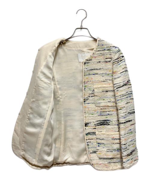 BALLSEY（ボールジィ）BALLSEY (ボールジィ) ノーカラーツイードジャケット アイボリー サイズ:36の古着・服飾アイテム