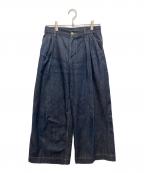 PS Paul SmithＰＳポールスミス）の古着「タックワイドデニムパンツ」｜インディゴ