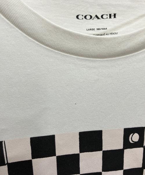 COACH（コーチ）COACH (コーチ) チェッカーボードプリントTシャツ ホワイト サイズ:Lの古着・服飾アイテム