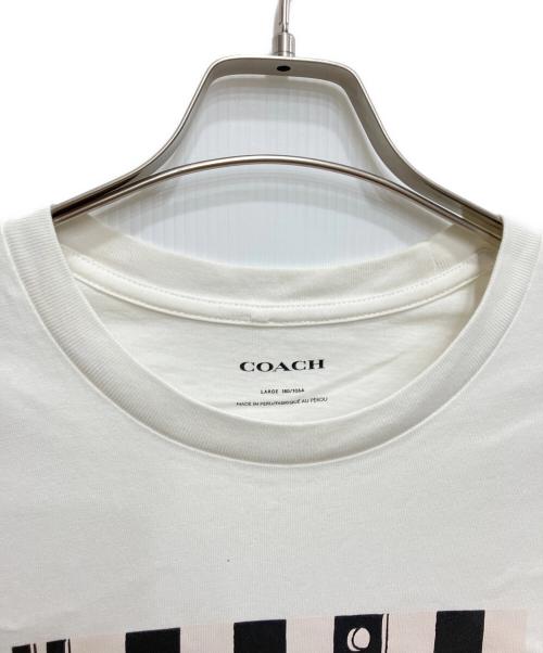 COACH（コーチ）COACH (コーチ) チェッカーボードプリントTシャツ ホワイト サイズ:Lの古着・服飾アイテム