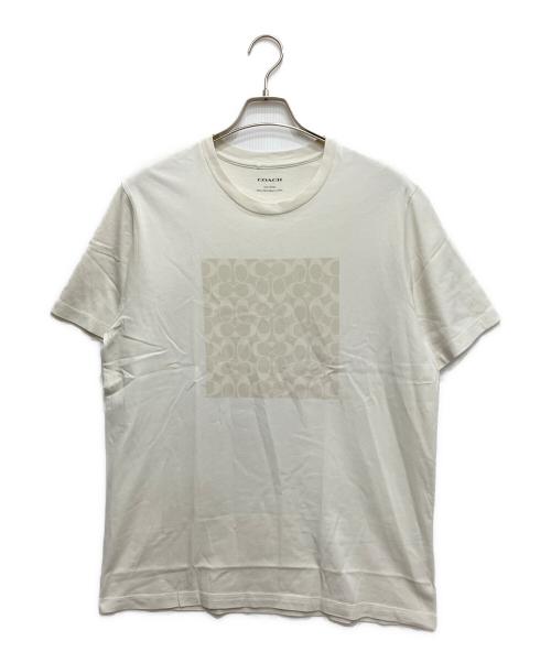 COACH（コーチ）COACH (コーチ) シグネチャープリントTシャツ ホワイト サイズ:Lの古着・服飾アイテム