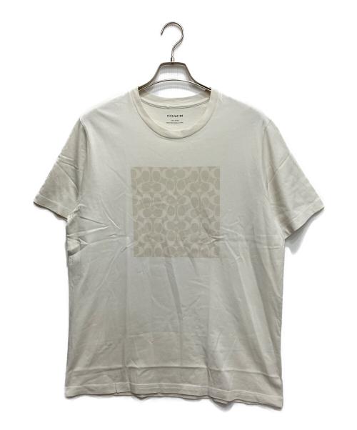COACH（コーチ）COACH (コーチ) シグネチャープリントTシャツ ホワイト サイズ:Lの古着・服飾アイテム