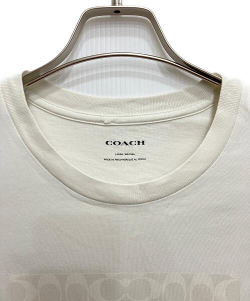 COACH（コーチ）COACH (コーチ) シグネチャープリントTシャツ ホワイト サイズ:Lの古着・服飾アイテム