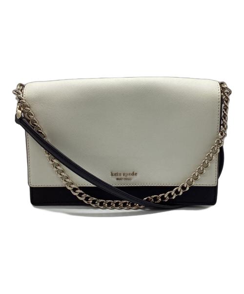 Kate Spade（ケイトスペード）Kate Spade (ケイトスペード) チェーンショルダーバッグ ホワイト×ブラックの古着・服飾アイテム