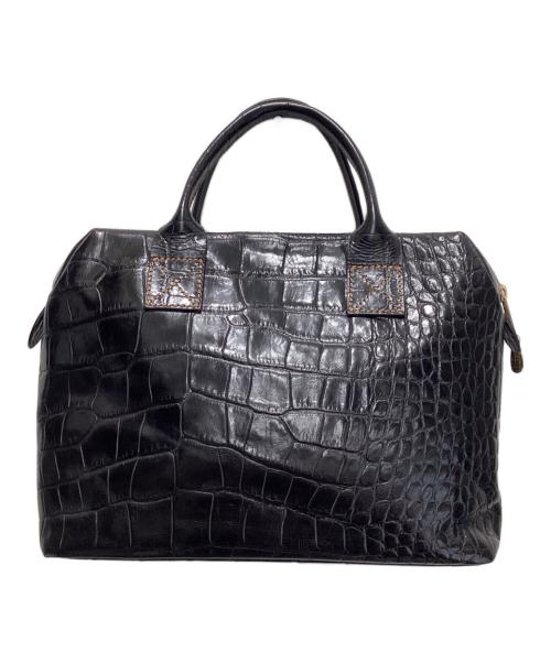 BALLY（バリー）BALLY (バリー) クロコ型押しハンドバッグ ブラックの古着・服飾アイテム