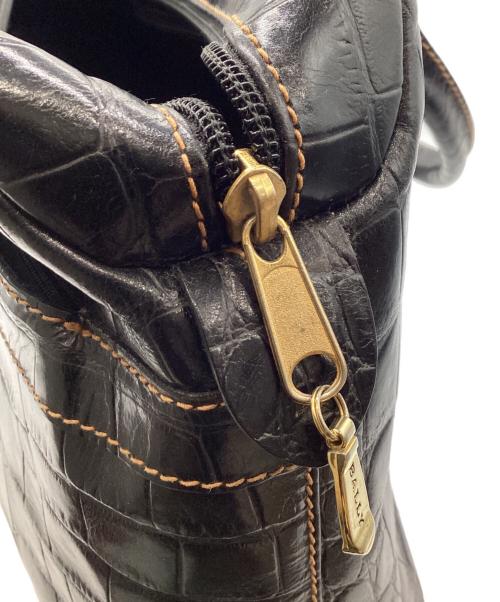BALLY（バリー）BALLY (バリー) クロコ型押しハンドバッグ ブラックの古着・服飾アイテム