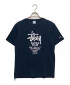 Champion×stussyチャンピオン×ステューシー）の古着「World Tour Tee （ワールド ツアー ティー）」｜ブルー