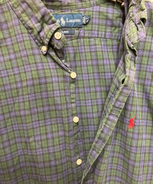 POLO RALPH LAUREN（ポロ・ラルフローレン）POLO RALPH LAUREN (ポロ・ラルフローレン) ボタンダウンシャツ グリーン×ネイビー サイズ:XLの古着・服飾アイテム