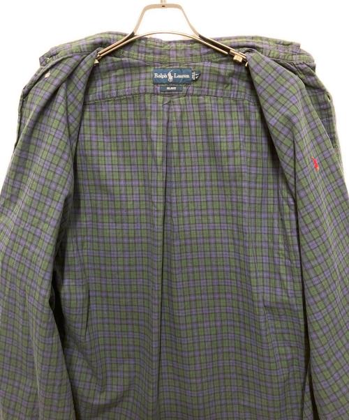 POLO RALPH LAUREN（ポロ・ラルフローレン）POLO RALPH LAUREN (ポロ・ラルフローレン) ボタンダウンシャツ グリーン×ネイビー サイズ:XLの古着・服飾アイテム
