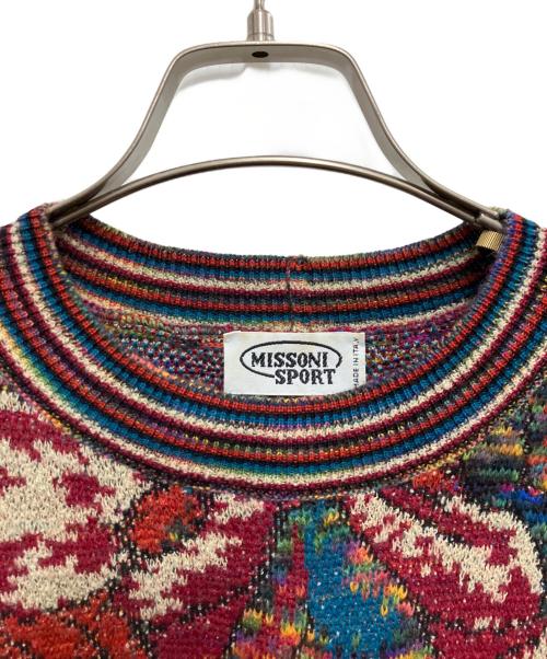 missoni sports（ミッソーニスポーツ）missoni sports (ミッソーニスポーツ) 総柄ニット レッド サイズ:不明の古着・服飾アイテム