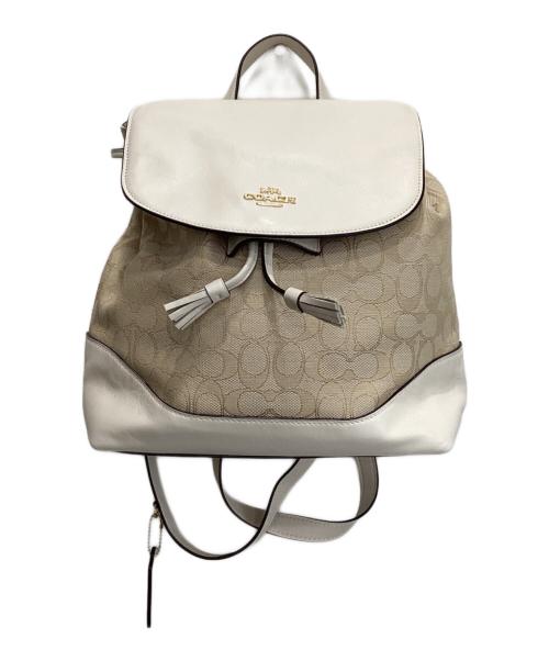 COACH（コーチ）COACH (コーチ) シグネチャーキャンバスリュック アイボリーの古着・服飾アイテム