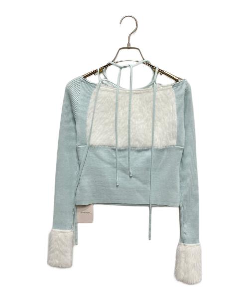 lumignon（ルミニョン）lumignon (ルミニョン) Ribbon bust fluffy tops ブルー サイズ:free 未使用品の古着・服飾アイテム