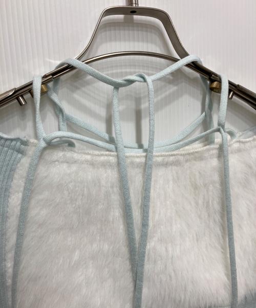 lumignon（ルミニョン）lumignon (ルミニョン) Ribbon bust fluffy tops ブルー サイズ:free 未使用品の古着・服飾アイテム