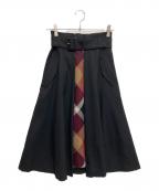 BLUE LABEL CRESTBRIDGEブルーレーベルクレストブリッジ）の古着「クレストブリッジチェック切替スカート」｜ブラック