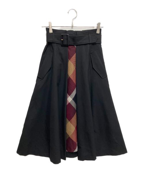 BLUE LABEL CRESTBRIDGE（ブルーレーベルクレストブリッジ）BLUE LABEL CRESTBRIDGE (ブルーレーベルクレストブリッジ) クレストブリッジチェック切替スカート ブラック サイズ:36の古着・服飾アイテム