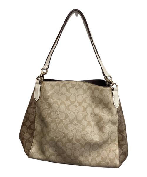 COACH（コーチ）COACH (コーチ) シグネチャートートバッグ ブラウン×ベージュの古着・服飾アイテム