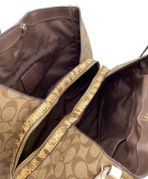 COACH（コーチ）COACH (コーチ) シグネチャートートバッグ ブラウン×ベージュの古着・服飾アイテム