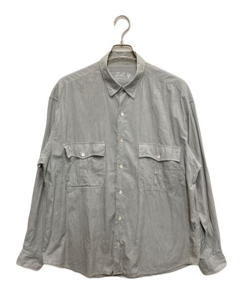 Porter Classic（ポータークラシック）Porter Classic (ポータークラシック) ROLL UP STRIPE SHIRT グレー サイズ:Lの古着・服飾アイテム
