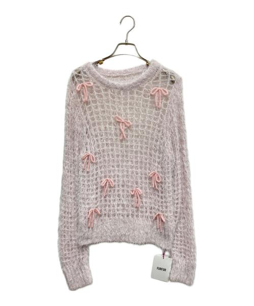 furfur（ファーファー）furfur (ファーファー) シャイニーリボンセーター ピンク サイズ:free 未使用品の古着・服飾アイテム