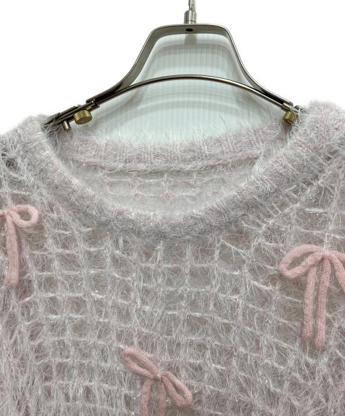 furfur（ファーファー）furfur (ファーファー) シャイニーリボンセーター ピンク サイズ:free 未使用品の古着・服飾アイテム
