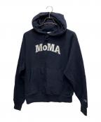 MoMA×Champion REVERSE WEAVEモマ×チャンピオン リバース ウィーブ）の古着「刺繍プルオーバーパーカー」｜ネイビー