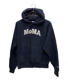 MoMA×Champion REVERSE WEAVE（モマ×チャンピオン リバース ウィーブ）の古着「刺繍プルオーバーパーカー」｜ネイビー