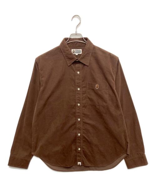 A BATHING APE（アベイシングエイプ）A BATHING APE (アベイシングエイプ) Ape Head Corduroy Shirt ブラウン サイズ:XLの古着・服飾アイテム