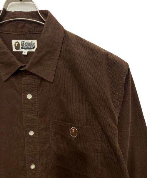 A BATHING APE（アベイシングエイプ）A BATHING APE (アベイシングエイプ) Ape Head Corduroy Shirt ブラウン サイズ:XLの古着・服飾アイテム