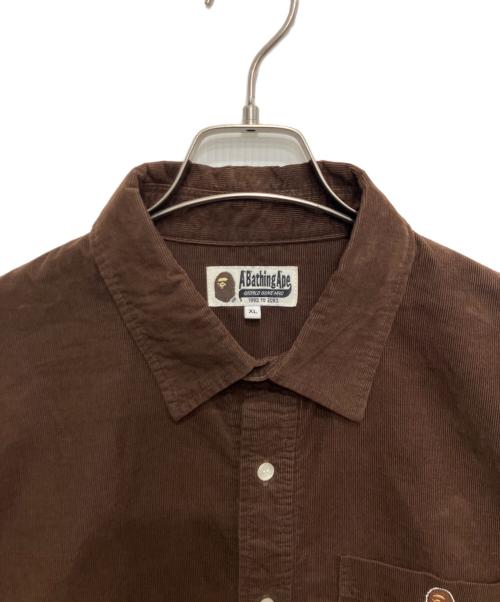 A BATHING APE（アベイシングエイプ）A BATHING APE (アベイシングエイプ) Ape Head Corduroy Shirt ブラウン サイズ:XLの古着・服飾アイテム