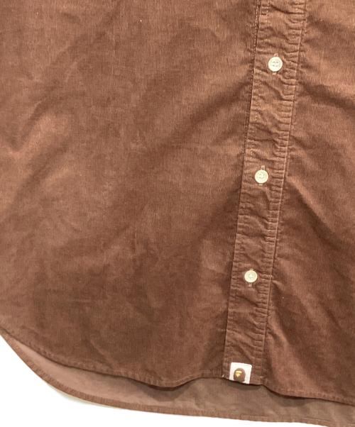 A BATHING APE（アベイシングエイプ）A BATHING APE (アベイシングエイプ) Ape Head Corduroy Shirt ブラウン サイズ:XLの古着・服飾アイテム