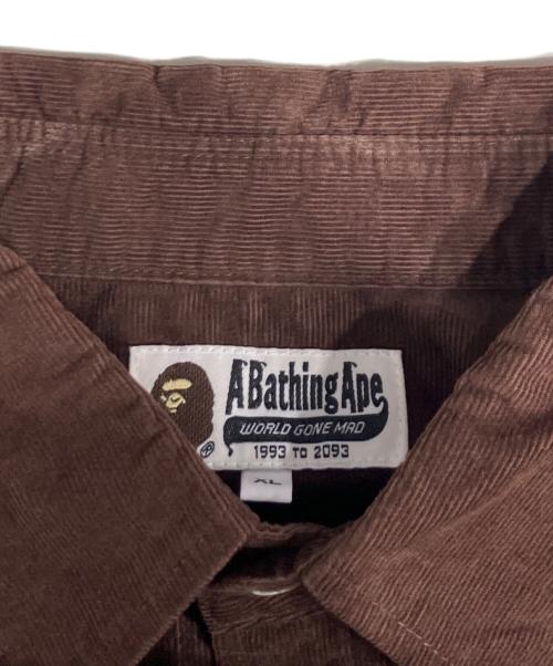 A BATHING APE（アベイシングエイプ）A BATHING APE (アベイシングエイプ) Ape Head Corduroy Shirt ブラウン サイズ:XLの古着・服飾アイテム