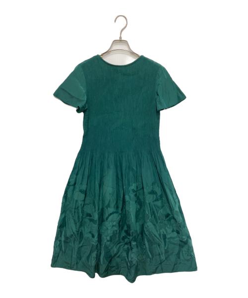 HIROKO BIS（ヒロコビス）HIROKO BIS (ヒロコビス) フラワージャガード プリーツワンピース グリーン サイズ:9の古着・服飾アイテム