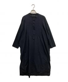 mizuiro-ind（ミズイロインド）の古着「コットンレースコンビシャツワンピース」｜ネイビー