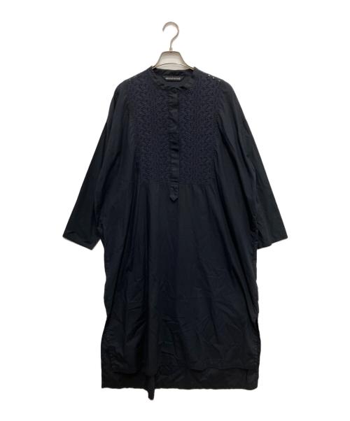mizuiro-ind（ミズイロインド）mizuiro-ind (ミズイロインド) コットンレースコンビシャツワンピース ネイビー サイズ:freeの古着・服飾アイテム