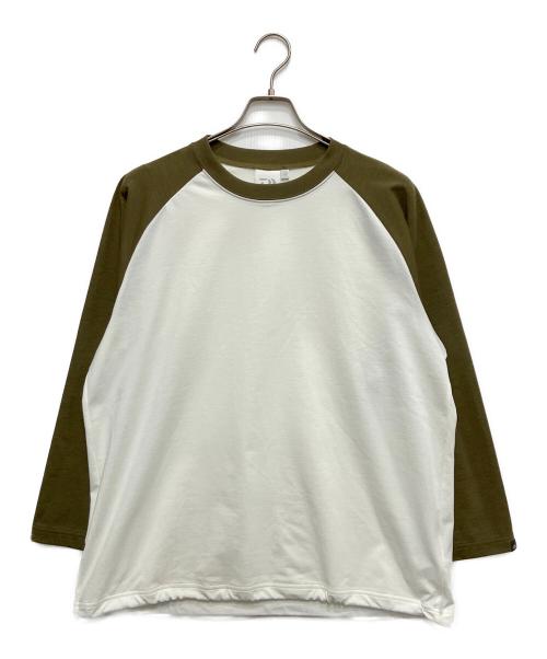 DAIWA（ダイワ）DAIWA (ダイワ) green label relaxing (グリーンレーベルリラクシング) GLR 合繊 ラグラン Tシャツ グリーン×ホワイト サイズ:Mの古着・服飾アイテム