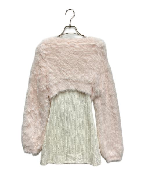 darich（ダーリッチ）darich (ダーリッチ) ケーブルニットソーセットミニワンピース ピンク×ホワイト サイズ:freeの古着・服飾アイテム