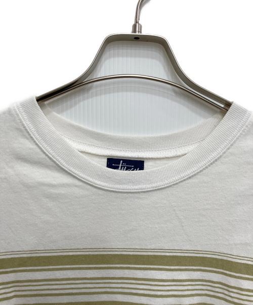 stussy（ステューシー）stussy (ステューシー) ボーダーTシャツ ホワイト サイズ:Lの古着・服飾アイテム