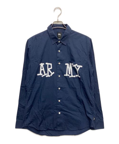 stussy（ステューシー）stussy (ステューシー) ARMYプリントシャツ ネイビー サイズ:Lの古着・服飾アイテム