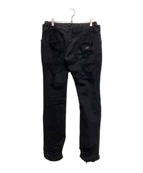 DOLCE & GABBANA（ドルチェ＆ガッバーナ）DOLCE & GABBANA (ドルチェ＆ガッバーナ) ドットレイヤードクラッシュ加工パンツ ブラック サイズ:52の古着・服飾アイテム