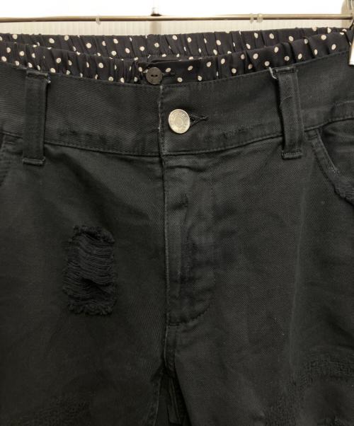 DOLCE & GABBANA（ドルチェ＆ガッバーナ）DOLCE & GABBANA (ドルチェ＆ガッバーナ) ドットレイヤードクラッシュ加工パンツ ブラック サイズ:52の古着・服飾アイテム