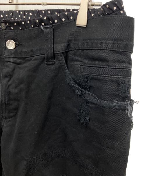 DOLCE & GABBANA（ドルチェ＆ガッバーナ）DOLCE & GABBANA (ドルチェ＆ガッバーナ) ドットレイヤードクラッシュ加工パンツ ブラック サイズ:52の古着・服飾アイテム