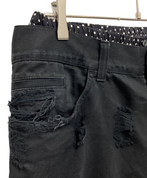 DOLCE & GABBANA（ドルチェ＆ガッバーナ）DOLCE & GABBANA (ドルチェ＆ガッバーナ) ドットレイヤードクラッシュ加工パンツ ブラック サイズ:52の古着・服飾アイテム