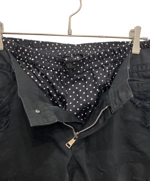 DOLCE & GABBANA（ドルチェ＆ガッバーナ）DOLCE & GABBANA (ドルチェ＆ガッバーナ) ドットレイヤードクラッシュ加工パンツ ブラック サイズ:52の古着・服飾アイテム